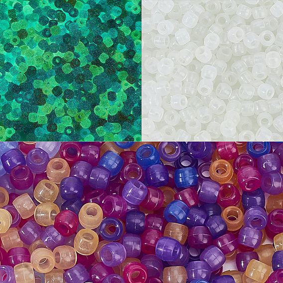 800Pcs Transparent Plastic Beads, UV Reactive Beads, Barrel