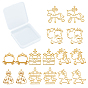 16Pcs 8 Styles Zinc Alloy Open Back Bezel Pendants, For DIY UV Resin, Epoxy Resin, Pressed Flower Jewelry