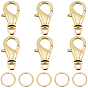 6шт. латунные поворотные карабины-клешни, с 20 открытыми соединительными кольцами