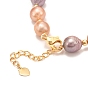 Natural Pearl Beaded Bracelets, Real 18K Gold Plated, with Brass Beads, Long-Lasting Plated