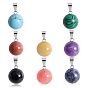 Natural Stone Round Charms with Platinum Plated Metal Snap on Bails