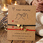 Adjustable Metal Heart Nylon Cord Braided Bead Couple Bracelet Set with Magnetic Clasps, Golden
