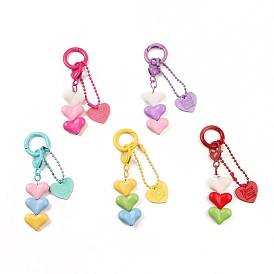 Resin Keychain, with Spray Painted Alloy Findings, Heart