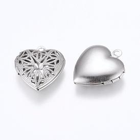 304 Stainless Steel Pendant Rhnestone Settings, Diffuser Locket Pendants, Photo Frame Charms for Necklaces, Heart