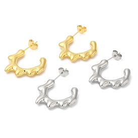 304 Stainless Steel Melting Ring Stud Earrings, Half Hoop Earrings