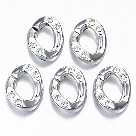CCB Plastic Linkings Rings, Quick Link Connectors, with Crystal Rhinestone, For Jewelry Cross Chains Making, Twist