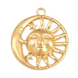 304 Edelstahl Anhänger, Mond- und Sonnengesicht-Anhänger