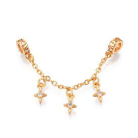 925 удлинители цепочки из стерлингового серебра с микропаве из прозрачных кубических цирконий, со звездой прелести