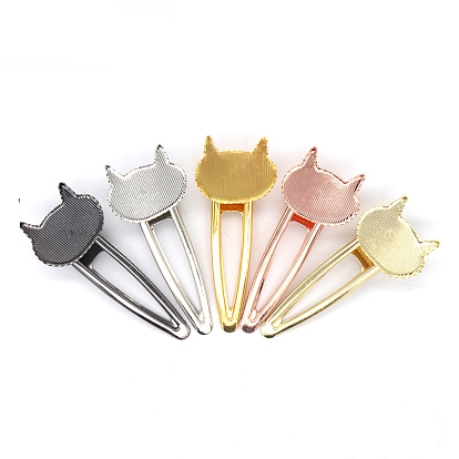 Желехная фурнитура заколки , для эмали, в форме кошки