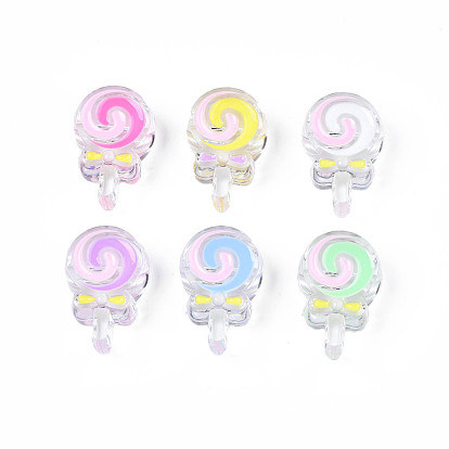 Transparent Acrylic Beads, with Enamel, Lollipop