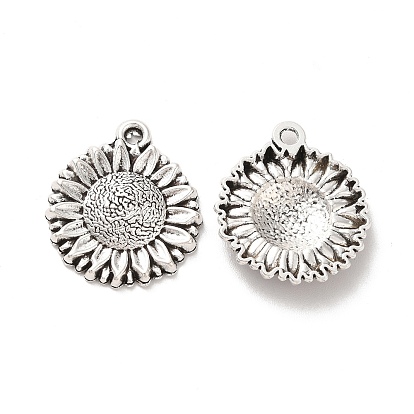 Tibetischer stil Aluminium Anhänger & Charms, Sonnenblumen-Charme
