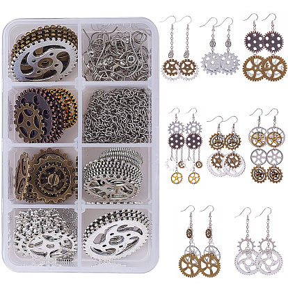DIY Earring Making, with Tibetan Style Steampunk Pendants, Iron Cable Chains, Brass Earring Hooks