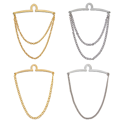 4шт. 4 цветные латунные цепочки для мужских галстуков, аксессуары для зажимов для галстуков