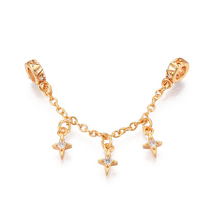 925 удлинители цепочки из стерлингового серебра с микропаве из прозрачных кубических цирконий, со звездой прелести