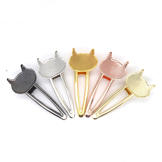 Желехная фурнитура заколки , для эмали, в форме кошки