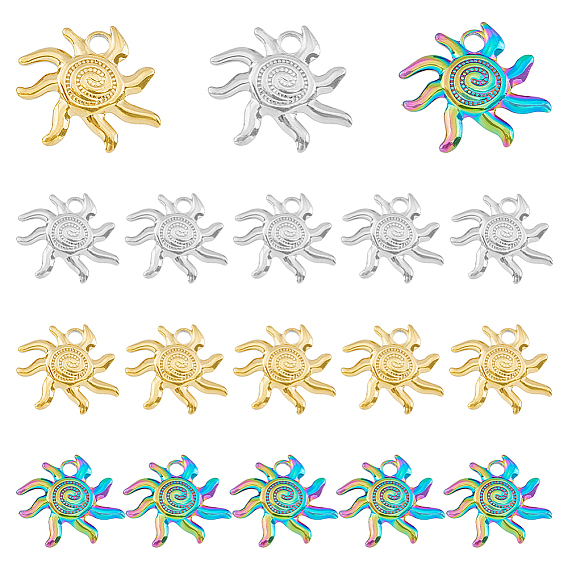 18 шт. 3 цвета 304 подвески из нержавеющей стали с ионным покрытием (IP), очарование солнца
