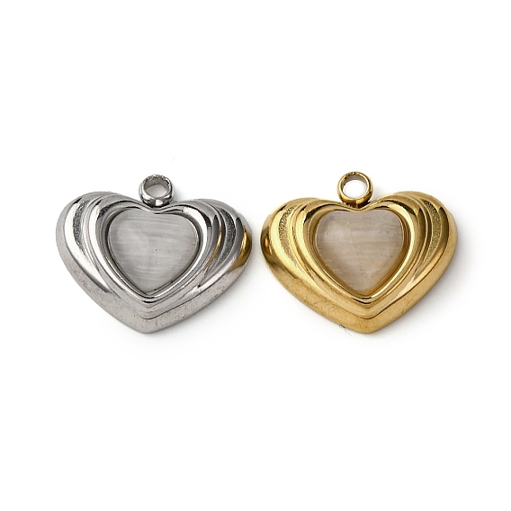 304 из нержавеющей стали Cat Eye подвески, сердце