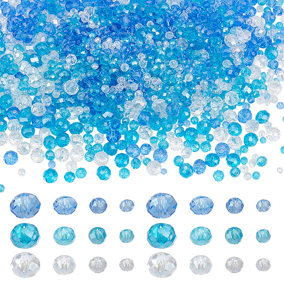 1440 шт. 12 стили гальванических стеклянных бусин, с половиным покрытием цвета радуги, граненые, рондель