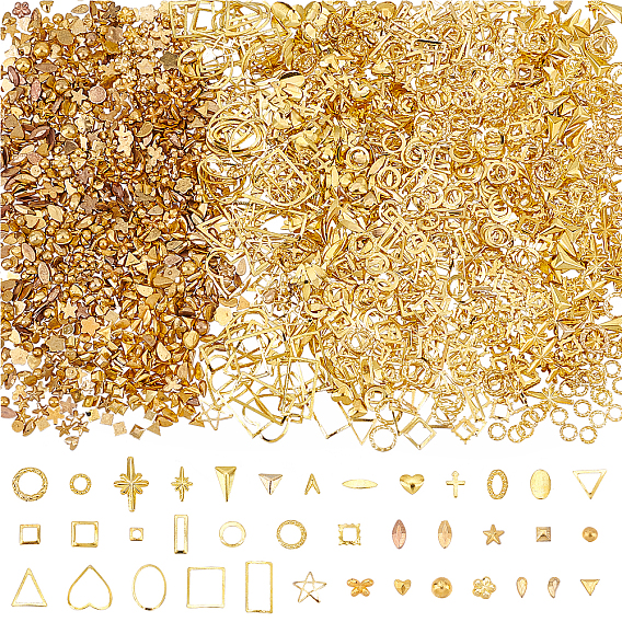 6Bags 6 Style Brass Cabochons, Nail Art Decoration Accessories