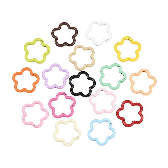Spray Painted Alloy Spring Gate Rings, Flower
