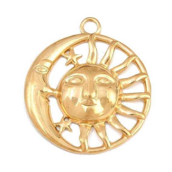 304 colgantes de acero inoxidable, Luna con amuletos de cara de sol