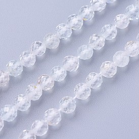Natural Topaz Crystal Quartz Beads Strands, Faceted, Round