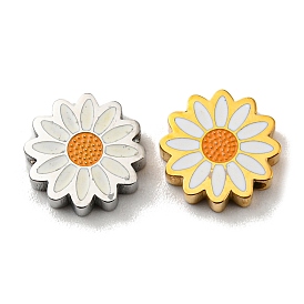 304 Stainless Steel Beads, with Enamel, Daisy