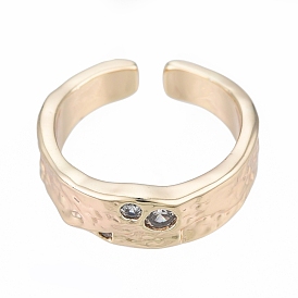 Clear Cubic Zirconia Open Cuff Ring, Brass Jewelry for Women, Nickel Free