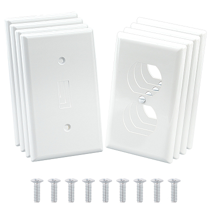 Nbeads 4Pcs 2 Styles Receptacle Outlet Wall Plate, Electrical Outlet Cover, Rectangle