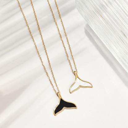 Ионное покрытие (ip) 304 подвеска из нержавеющей стали и пластика в виде китового хвоста, ожерелья из цепочки для женщин, реальный 18 k позолоченный