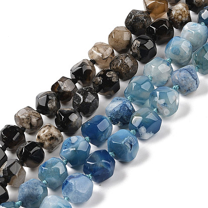 Натуральные вишневые агатовые бусины, окрашенная и подогревом, граненые, неправильный многоугольник