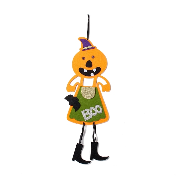 Halloween Theme Felt Cloth Hanging Door Signs, Wall Decoration, Decorative Props for Indoor, Outdoor, Pumpkin Character