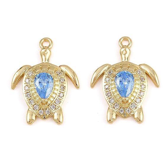 Латунные микро проложить кубического циркония подвески, прелести морской черепахи, стойки покрытие, долговечный, без кадмия и без свинца