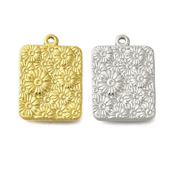 304 Настройки горный хрусталь из нержавеющей стали кулон, прямоугольник с цветочной подвеской