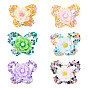 6шт 6 цвета непрозрачные акриловые сверкающие стразы бусины, Бабочка с цветком