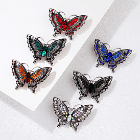 Retro Alloy Rhinestone Butterfly Brooch for Women