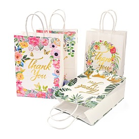 Gold Stamping Rectangle Paper Bags, with Handle, for Gift Bags and Shopping Bags, Word
