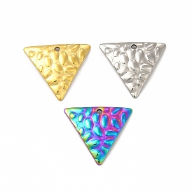 Ion Plating(IP) 304 Stainless Steel Pendants, Textured, Triangle Charm