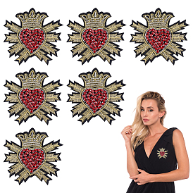 6Pcs Embroidery Beading Felt Cloth Iron On/Sew On Patches with Paillette, Costume Accessories, Appliques