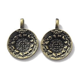 Tibetan Style Brass Pendants, Cadmium Free & Lead Free, Flat Round