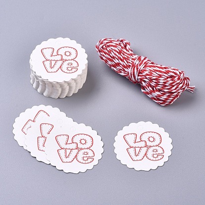 Geschenkanhänger aus Papier, Tags ändern, für Kunst und Handwerk, mit Baumwollkordeln, für den Valentinstag, Blume mit Wort