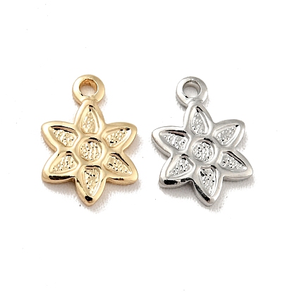 Rack Plating Brass Charms, Long-Lasting Plated, Cadmium Free & Lead Free, Flower