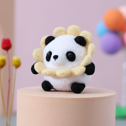 Panda Pendant Decoration DIY Needle Felting Beginner Kits, including Wool, Felting Needle, Foam Board, Instruction