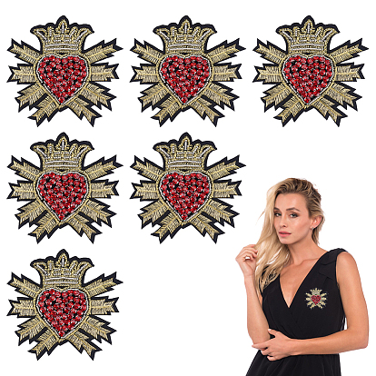 6Pcs Embroidery Beading Felt Cloth Iron On/Sew On Patches with Paillette, Costume Accessories, Appliques