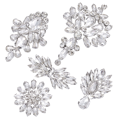 5шт. 5 варианты фетра со стекловолокном, пришитые тканевые нашивки, швейные украшения, прозрачные, разнообразные