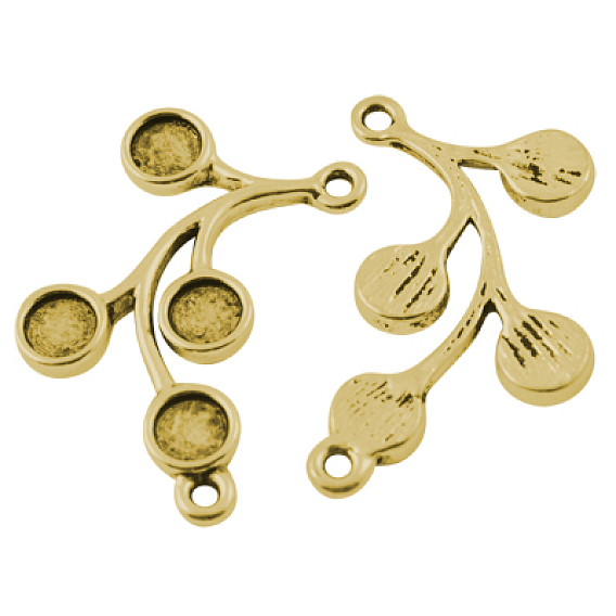 Сплавочные коннекторы для размещения стразов, без свинца и без кадмия, филиал, 33x17.5x2 мм, отверстие : 2 мм, лоток : 5 мм