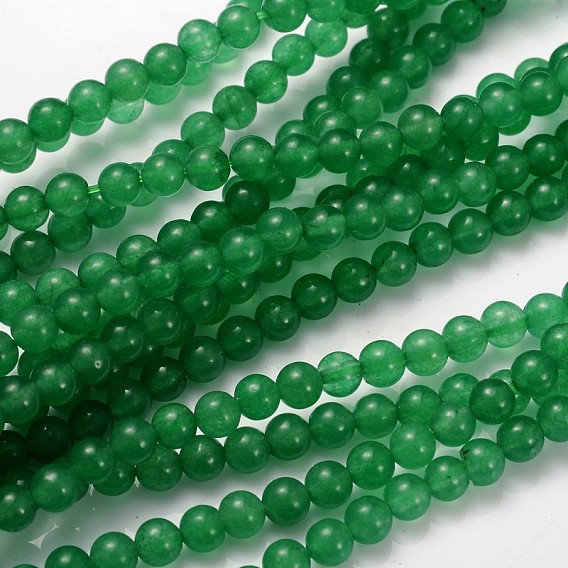 Natural Dyed Jade Beads Strands, Green Aventurine, Round