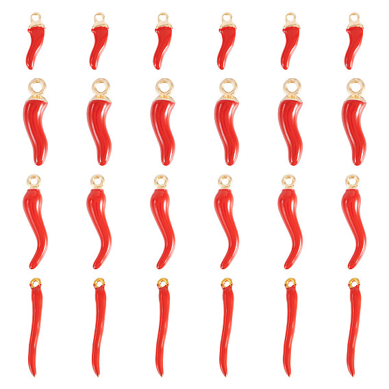 24шт. 4 стили подвески из сплава и латуни с эмалью, Рог изобилия, итальянский валторна корничелло, золотые