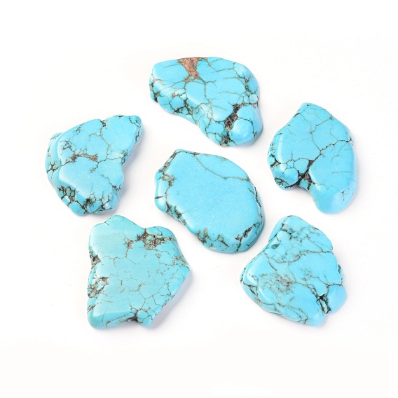 Natural Magnesite Beads, Flat Slab Beads, No Hole/Undrilled, Dyed, Nuggets