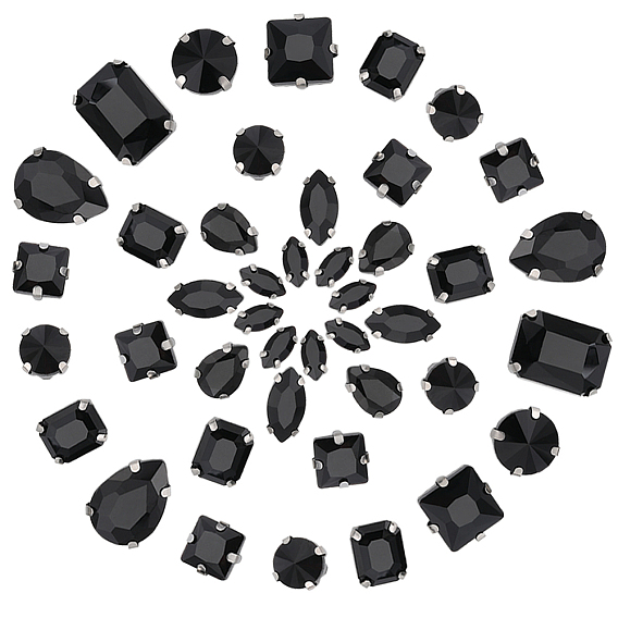 100 шт 10 стиль лошадиный глаз/слеза/квадрат пришитые стразы, многожильных ссылки, стекло горный хрусталь, с латунными зубцами в платиновых тонах, аксессуары для одежды, граненые